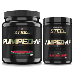 The Steel Supplements Stack Black Cherry Sherbet / Strawberry Watermelon ULTIMATE PRE-WORKOUT STACK